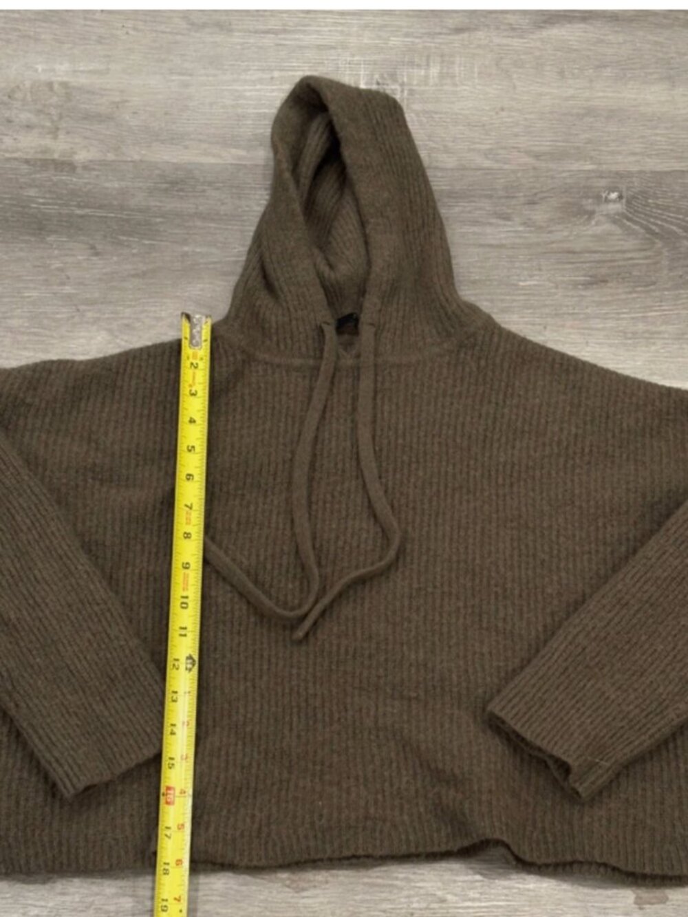 Jenni Kayne Hooded Sweater Baby Alpaca Wool Relaxed Knit Olive Green Womens XXL - Picture 7 of 8